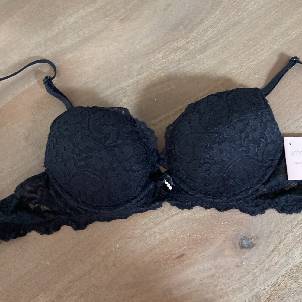 Smart & Sexy bra black sz 32B lace padded nwt